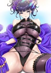 1girls big_breasts breasts cyi cyicheng fate/grand_order fate_(series) murasaki_shikibu_(fate) murasaki_shikibu_(swimsuit_rider)_(fate) naked_cape nipples pussy solo uncensored