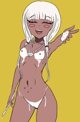 alternate_version_available body_paint breasts completely_nude completely_nude_female danganronpa danganronpa_v3 dectre13 female_only paint pussy small_breasts straight_hair yonaga_angie