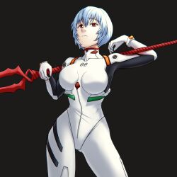 1girls artist_request blue_hair bodysuit breasts clothing female female_only fully_clothed hips hourglass_figure human lance_of_longinus medium_breasts neon_genesis_evangelion pale-skinned_female pale_skin pilot_suit plugsuit red_eyes rei_ayanami short_hair skin_tight solo solo_female tight_clothing