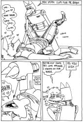 black_and_white canid canine canis clothing comic cybernetics cyborg female fox hi_res humor jackal machine maid_uniform male mammal monochrome robot sex tegerio uniform