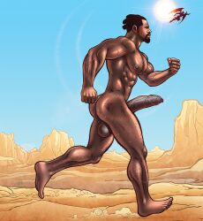 african african_male big_balls big_penis big_testicles boner class_comics dark-skinned_male dark_skin dessert erect_penis erection hard_on huge_balls huge_cock huge_testicles isaiah_shade male male_only melanin muscles muscular muscular_male nude outdoors outside patrick_fillion running solo solo_male uncut veiny_penis