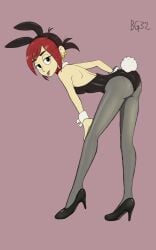 bandgeek32 bending_over bunnicula_(series) bunnysuit long_legs mina_monroe pantyhose playboy_bunny smug tongue_out