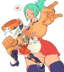 1girls bamman big_ass big_breasts cartoony cerebella colored_hair female female_only green_hair heart pointed_shoes skullgirls solo tagme thick_thighs tongue tongue_out