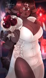 big_breasts black_forest_cookie bouquet bouquet_of_flowers cherry chubby chubby_female church cookie_run cookie_run_kingdom curvy curvy_figure long_hair self_upload wedding_dress