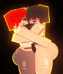 1girls 3d big_breasts black_tank_top blush bottomless breasts coresvoid curvy curvy_body curvy_female curvy_figure curvy_hips curvy_thighs digital_media_(artwork) female goth goth_girl gray_pants grey_tank_top hair_clips hair_over_eyes hi_res hidden_eyes horny horny_female kiss kissing makeup mine-imator minecraft oc open_mouth original_character pointy_teeth red_hair saliva saliva_string saliva_trail shadow sharp_teeth side_view smooth_skin string_panties sweat sweatdrop sweating sweaty sweaty_body tank_top thick_thighs thigh_highs thighs white_tank_top wide_hips