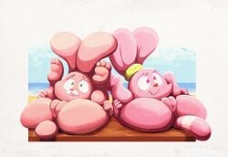 2girls anais_watterson anthro anus ass cartoon_network chowder_(series) crossover female genitals happy hi_res lagomorph legs_back legs_up leporid lying mammal nude on_back onihidden panini panini_(chowder) pussy rabbit spread_legs spreading tail the_amazing_world_of_gumball young young_anthro