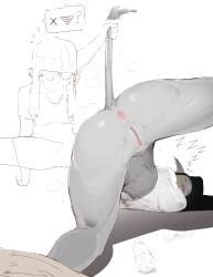 anthro anus breasts cat_ears cat_tail drunk feline feline_humanoid hat oc original original_character pussy pussy_juice sleeping slopsickles sweat tail_grab thighs