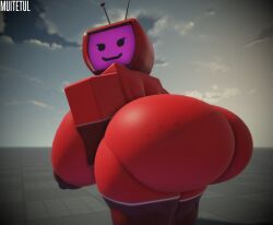 1girls 3d areolae ass ass ass_focus baseplate big_ass big_breasts big_butt breasts breasts_from_behind bubble_ass bubble_butt enormous_ass enormous_breasts female female_only huge_ass huge_breasts huge_butt large_ass large_breasts looking_back ms._tee_vee muitetul nipples roblox robloxian robot robot_girl tagme tv tv_head tv_woman