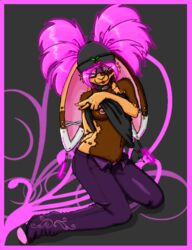 anthro breasts collar fur furry goggles lagomorph looking_at_viewer lynnea piercing pink_hair pubic_tuft rabbit silvermidnight