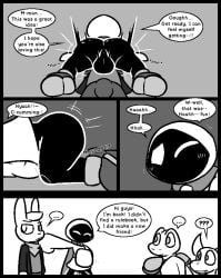 2025 2_horns amphibian anthro anthro_penetrated armor ass backsack balls big_butt bottomless bottomwear breastplate bulge caspar_the_frog clothed clothing comic cute_fangs demon dialogue dominant dominant_humanoid dominant_male ellipsis english_text face_fucking fangs footwear frog genitals group horn humanoid humanoid_on_anthro humanoid_penetrating humanoid_penetrating_anthro irrumatio jacket kerchief lagomorph leo_the_magician leporid long_sleeves looking_away male male/male male_on_bottom male_on_top male_penetrated male_penetrating male_penetrating_male mammal mouthless no_pupils on_bottom on_top oral pants penetration penile penis penis_in_mouth perineum question_mark rabbit robe sex shadow_creature shirt shoes shoulder_pads speech_bubble submissive submissive_anthro submissive_male teeth text thick_thighs throat_swabbing to-be-named-later topwear ultilix wes_(ultilix)