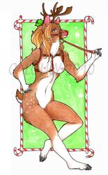 2010 antlers breasts calolily christmas female harness holidays horns leash mistletoe nude pussy reindeer solo