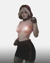 braless censored curvy_figure dressed emo fully_clothed gloves goth goth_girl lens_flare lipstick marvel meemo.psd patreon purple_lipstick rogue_(evolution) rogue_(x-men) undress_character undressing white_background white_hair x-men x-men_evolution