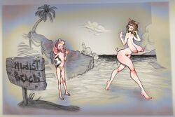 1boy 1girls 2025 age_difference anthro anthro_female anthro_only bare_arms bare_legs bare_midriff barefoot beach beach_background beach_towel blonde_hair blue_eyes breasts breasts_out brown_hair clothes clouds completely_nude_female curvy curvy_body curvy_female curvy_figure extinctyellow female female_anthro freckles freckles_on_face furry furry_only grass green_hair heart_symbol inverted_nipples light-skinned_female light_skin long_hair looking_at_another male male_anthro monochrome_background multicolored_hair nudist_beach older_female older_female_and_younger_male original palm_tree pig pig_ears pig_humanoid pig_nose pink_fur pubic_hair rabbit rabbit_boy rabbit_ears rabbit_humanoid rabbit_tail rocks sagging_breasts sand sand_castle sandals seaside sign size_difference soccer_ball text thin_waist thong twintails underwear_only walking waving whiskers younger_male