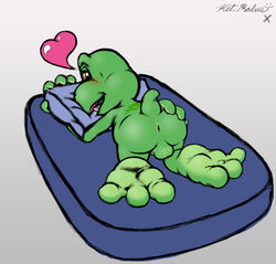 achelthym anus ass bed blush bottom drool green heart hindpaw ket-ralus ket_ralus_(character) male male_only nude pillow reptile saliva scalie shell-less short testicles turtle uncensored