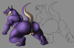 1boy all_fours anus ass balls big_ass color dragon looking_at_viewer male male_only muscles nude pose raised_tail solo spreading tail vamplust