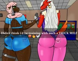 2020s 2025 2d 2d_(artwork) 2girls 5_fingers abs anthro anthro_only anthrofied ass ass big_ass big_breasts big_butt big_thighs blaziken blue_eyes bottom_heavy breasts chicken child_bearing_hips clothed clothing curvy curvy_body curvy_female curvy_figure dat_ass emoji english english_text ewe eyebrows eyelashes female female_focus furry furry_female furry_only game_freak generation_3_pokemon gold_earrings gold_jewelry green_eyes groping_self gym gym_clothes hi_res highres hips indoors large_ass large_butt larger_female latex leggings long_hair looking_at_viewer male mammal milf muscle muscles muscular muscular_arms muscular_back muscular_female nintendo peashooter peashooter_(pvz) phone plants_vs_zombies pokemon pokemon_(species) round_ass self_upload selfie sheep shiny short_tail slim_waist sweat sweating sweaty tail taking_picture thick_thighs thighs tight_clothing toned toned_back toned_stomach valeria_(winnebagomusket) white_hair wide_hips willow_(winnebagomusket) winnebagomusket winnie winnie_(winnebagomusket) wooloo