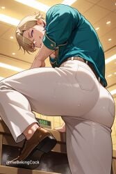 ai_generated ass_focus aventurine_(honkai:_star_rail) bara bubble_butt fetish gay honkai:_star_rail hot mebekingcock muscular sweaty veiny yaoi
