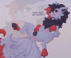absurd_res animal_genitalia animal_pussy anus ass bedroom_eyes black_nose black_pussy canid canine canine_genitalia canine_pussy digitigrade female female_feral feral generation_1_pokemon generation_5_pokemon genitals hi_res hybrid mammal multi_tail narrowed_eyes ninetales nintendo pawpads paws pokemon pokemon_(species) pussy seductive simple_background solo tail vikhuskffee zoroark