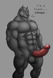 1boy balls canine erection male male_only muscles nude penis pitbull pose solo vamplust