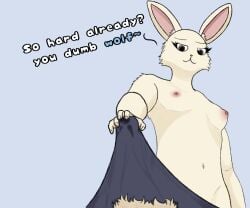 aipluvid anthro beastars breasts canid canine duo female haru_(beastars) hi_res lagomorph legoshi_(beastars) leporid male male/female mammal nipples rabbit
