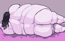 1girls ass back behind_view big_ass black_hair cooooookin fat fat_ass fat_female fat_fetish female ghost ghost_girl himani laying_on_side