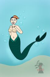 big_breasts blind_peacock_draws blind_peacock_draws_(artist) blue_hair breasts breasts_covered bubble bubbles female green_eyes grey_streak merfolk mermaid mermaid_outfit mermaid_tail mermay mermay2025 open_mouth orange_hair original original_art original_artwork original_character rare_(blindpeacockdraws) shaved_side shell shell_bikini shell_bra short_hair tail underwater