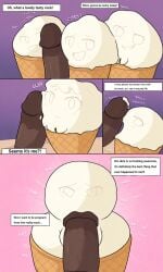 ai_generated black_cock blowjob comic dirty_talk ice_cream ice_cream_cone ice_cream_creature ice_cream_girl object pussy