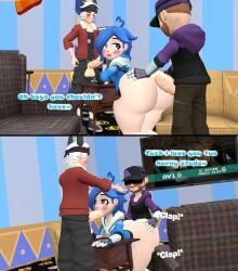 1girls 2boys ass big_ass big_ass_(female) big_ass_cheeks big_booty big_butt big_butt_(female) bubble_ass bubble_butt bubble_butt_(female) butt_cheeks deekystjohn_(artist) female kaibernation kaizo_(smg4) male miles_broflovski_(deekystjohn) smg4 tari_(smg4)