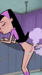 adult_female ai ai_assisted ai_generated bending_over bent_over black_hair bottomless bottomless_female eproctophillia eyes_closing fart fart_cloud fart_everywhere fart_fairy fart_fetish farting farts female female_only flat_chest from_behind from_behind_view nickelodeon pink_fart pink_socks purple_pubic_hair purple_socks skinny skinny_girl small_ass straining tagme the_fairly_oddparents trixie_tang video