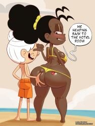 1boy 1girls ass backboob beach big_ass big_breasts big_butt bikini black_hair breasts brother brother_and_sister bubble_ass bubble_butt dark-skinned_female dark_skin english english_text fat_ass huge_ass incest large_ass large_breasts lincoln_loud long_hair luan_loud ponytail queen_of_hearts race_swap raceplay short_hair sideboob sister spakka5 speech_bubble swimming_trunks text the_loud_house thick_ass thick_thighs thighs white_hair yellow_bikini