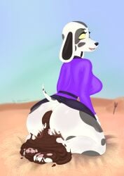 4_toes absurd_res alternate_species animal_crossing anthro anus ass barefoot big_butt bodily_fluids breasts butt_focus canid canine canis clothed clothing dalmatian digital_drawing_(artwork) digital_media_(artwork) dirty dirty_feet domestic_dog ears_down eyebrows eyelashes feces feces_on_body feces_pile feet female female_anthro fur furrification genitals hi_res hindpaw hole_(anatomy) huge_butt hypnosis hypnotic_eyes inventor_(artist) looking_back mammal markings messy mind_control nintendo open_mouth pawpads paws pivoted_ears portia_(animal_crossing) presenting pussy rear_view scat scatplay shy simple_background slime smile snot soles solo spots spotted_body spread_legs spreading steam tail teasing thick_thighs toes tongue vulva white_body white_fur wide_hips wrinkles