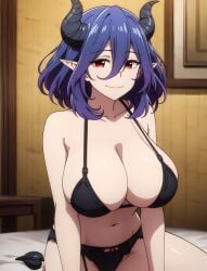 1girls ai_generated anime_nose breasts breasts_bigger_than_head cleavage clothed_female curvaceous curvy_body curvy_female female female_only horned_female horned_humanoid horns huge_breasts kinsou_no_vermeil lingerie milf pointy_ears stable_diffusion succubus succubus_horns vermeil vermeil_(kinsou_no_vermeil) vermeil_in_gold voluptuous voluptuous_female