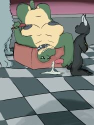 3:4 absurd_res ails alligator alligatorid anthro bodily_fluids bovid bovine breasts canid canine canis cattle crocodilian cum ejaculation female femboy floor futanari genital_fluids genitals group handjob herm hi_res intersex knot knotted_penis male mammal orgasm_face penile penis penis_milking reptile scalie sex size_difference smile thrusting tile tile_floor trio upside-down wolf