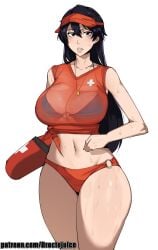 1girls 2025 bambietta_basterbine big_breasts bikini bikini_bottom bikini_top bikini_under_clothes black_hair bleach bleach:_the_thousand-year_blood_war droctojuice elijahzx female hi_res high_resolution highres huge_breasts large_breasts life_guard life_preserver lifeguard lifeguard_hat lifeguard_swimsuit light-skinned_female light_skin long_hair looking_at_viewer solo solo_female solo_focus sternritter swimsuit tagme thick_thighs white_background