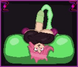 1futa big_boobs big_breasts big_penis black_background breasts breasts_out condom condom_balloon condom_on_penis cum cum_balloon cumming cumming_in_condom excessive_cum futa_only futanari glitchtale huge_breasts huge_cock intersex netty_(zixy) nipples_visible_through_clothing original_character penis pink_eyes pink_hair pixel pixel_art self_upload undertale_au zixy