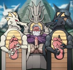 1boy blush bondage closed_eyes cum cumshot daddy drayden feet foot_fetish hairy hairy_balls humanoid male male_feet male_foot_fetish male_tickling orgasm pokemon pokemon_bw redfortbear stocks sweat tickle_torture tickling tickling_feet toes_tied
