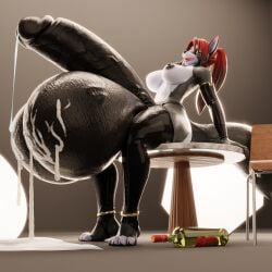 anthro breasts canid canine canis elise_(omniman907) gynomorph hi_res hyper intersex mammal solo tagme wolf xaz3d