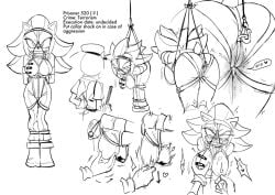 1girl 1girls anal_hook baton bit_gag bondage breast_squish crotch_rope crying_with_eyes_open drooling english_text female genderswap_(mtf) groping_breasts harness_bit_gag harness_gag heart_symbol junisnowhere knees_together nipple_bulge nipple_tweak police_uniform prisoner rule_63 sega shade_the_hedgehog shadow_the_hedgehog sketch sonic_(series) sonic_the_hedgehog_(series) spit stained_clothes straitjacket suspension sweat