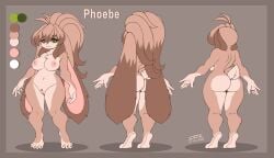 2025 absurd_res ahoge anthro areola arm_tuft ass blush body_blush breasts brown_body brown_fur brown_hair chest_tuft color_swatch digital_drawing_(artwork) digital_media_(artwork) digital_painting_(artwork) domestic_rabbit ear_markings ear_tuft elbow_tuft eyebrow_through_hair eyebrows eyelashes eyelashes_through_hair female floppy_ears fur genitals green_eyes hair hi_res jo-vee-al lagomorph leg_tuft leporid long_ears long_hair lop_rabbit mammal model_sheet multicolored_body multicolored_fur multicolored_hair nails navel nipples nude nude_anthro nude_female oryctolagus painting_(artwork) phoebe_(jo-vee-al) pink_nose ponytail pubes pussy pussy_blush rabbit short_tail shoulder_tuft signature simple_background smile solo standing tail thick_thighs translucent translucent_hair tuft turnaround two_tone_body two_tone_fur two_tone_hair wide_hips