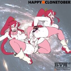 2futas breasts clonetober full-package_futa full-package_futanari mutual_penetration red_hair tagme