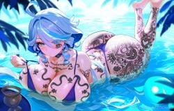 1girls ai_generated big_ass big_breasts bikini female furina_(genshin_impact) genshin_impact qos qos_tattoo queen_of_spades