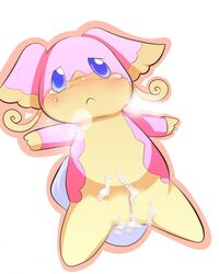 :c audino blue_eyes blush crying cum cum_covered cum_in_pussy cum_inside cum_on_belly female looking_at_viewer nintendo on_back pokemon pussy solo spreading steam tear unknown_artist