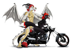 2010 anthro black breasts canine cum dragon female from_behind fur furry horns male motorcycle nude on_motorcycle penetration penis pussy pussy_juice scalie sex sideboob straight tattoo tongue truegrave9 vaginal_penetration white_background white_scales wings wolf