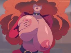 1girls 2d 2d_animation afro animated big_areola big_nipples bouncing_breasts breasts cartoon_network cleavage curvy erect_nipples female gigantic_breasts huge_areolae huge_ass orange_hair powerpuff_girls puffy_nipples red_hair red_lips sara_bellum self_fondle short_hair thick_lips twistedgrim voluptuous