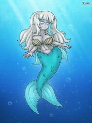 1girls aged_up alternate_species big_breasts blonde_hair blue_strand_of_hair breasts bubbles busty curvy disney disney_xd female female_only fins flowing_hair hourglass_figure jackie_lynn_thomas kamikamatayan long_hair mermaid mermaid_tail monster_girl navel scales seashell_bra solo star_vs_the_forces_of_evil straight_hair swimming thick_thighs underwater voluptuous wide_hips