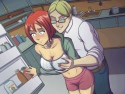 1boy 1boy1girl 1girls animated color colored gif glasses groping_breasts groping_from_behind hand_on_neck human lazy_tarts lord_cedric male short_hair somka108 tagme unknown_character w.i.t.c.h. will_vandom