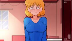 1girls 2d alternate_version_available animated arkeus big_breasts blue_eyes breasts closed_eyes clothing female female_only large_breasts lori_loud medium_breasts medium_hair nipples no_bra no_sound tagme tape tape_on_nipples taped_nipples teenager the_loud_house underboob video