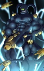 alien balls ben_10 black_body cartoon_network conductoid electricity feedback gay genitals hi_res male male_focus male_only muscular ninjagreen99 nude penis solo_male