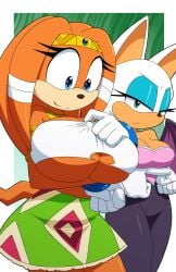 big_breasts breast_envy breasts duo female kojiro-brushard large_breasts rouge_the_bat sega sonic_(series) sonic_the_hedgehog_(series) tikal_the_echidna