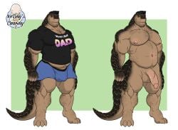 1ceberg absurd_res anthro bara barazoku belly big_pecs big_penis body_hair bulge chest_hair clothed clothing erection genitals hi_res male mammal mature_male musclegut muscular muscular_male nude pangolin pecs penis scales slightly_chubby solo standing stubble tight_clothing underwear